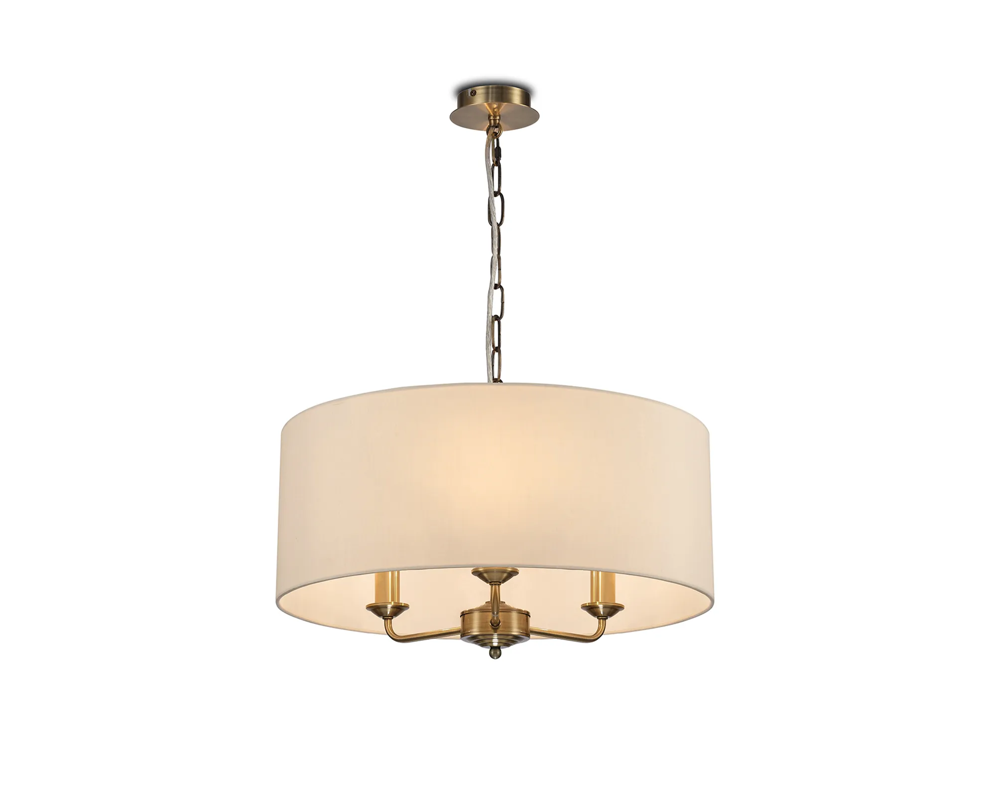 DK0049  Banyan 50cm 3 Light Pendant Antique Brass; Ivory Pearl/White